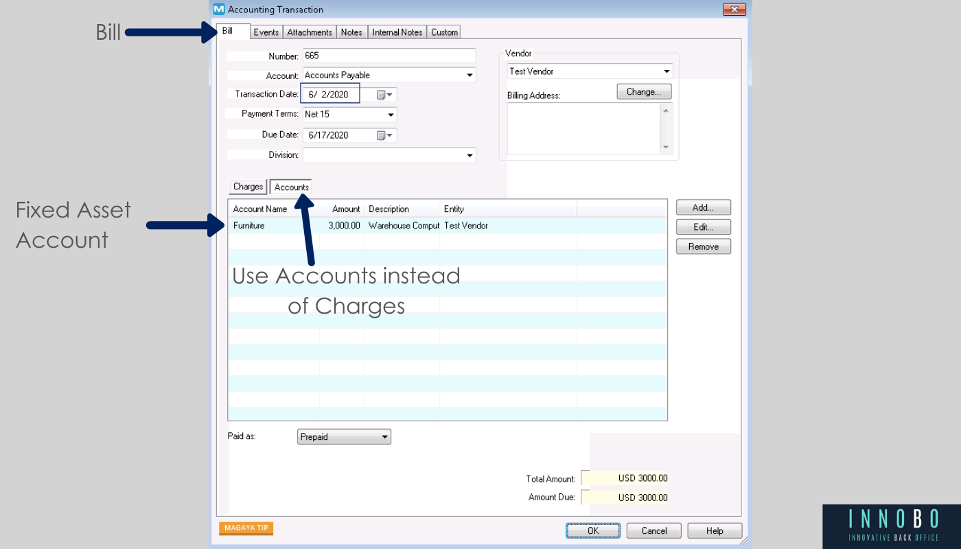 Fixed asset purchase in Magaya and most logistics software bill