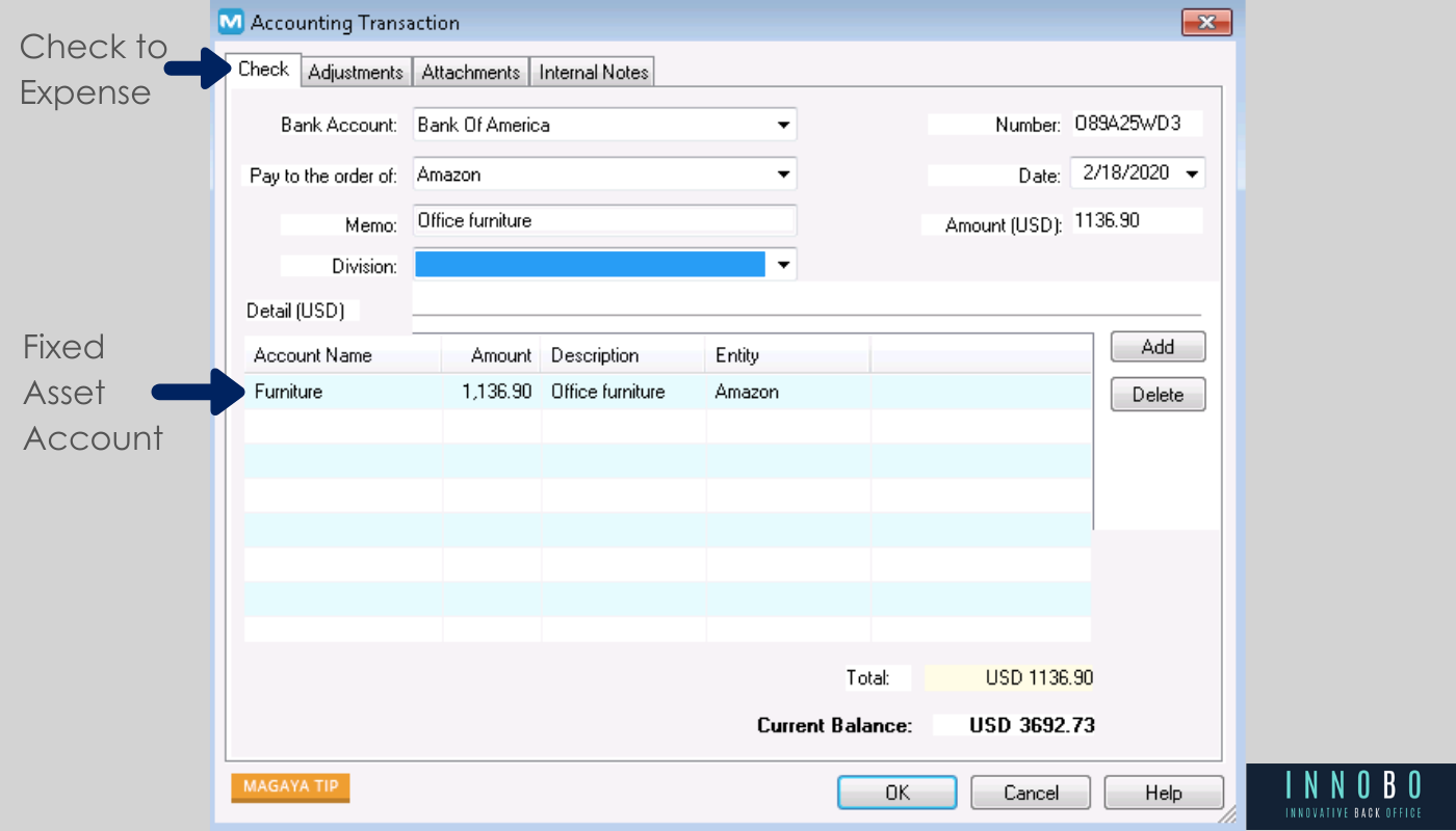 Fixed asset purchase in Magaya and most logistics software